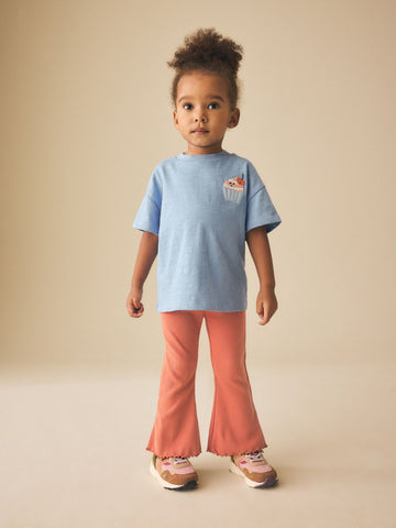 Orange Brown Rib Flare Leggings (3mths-7yrs)