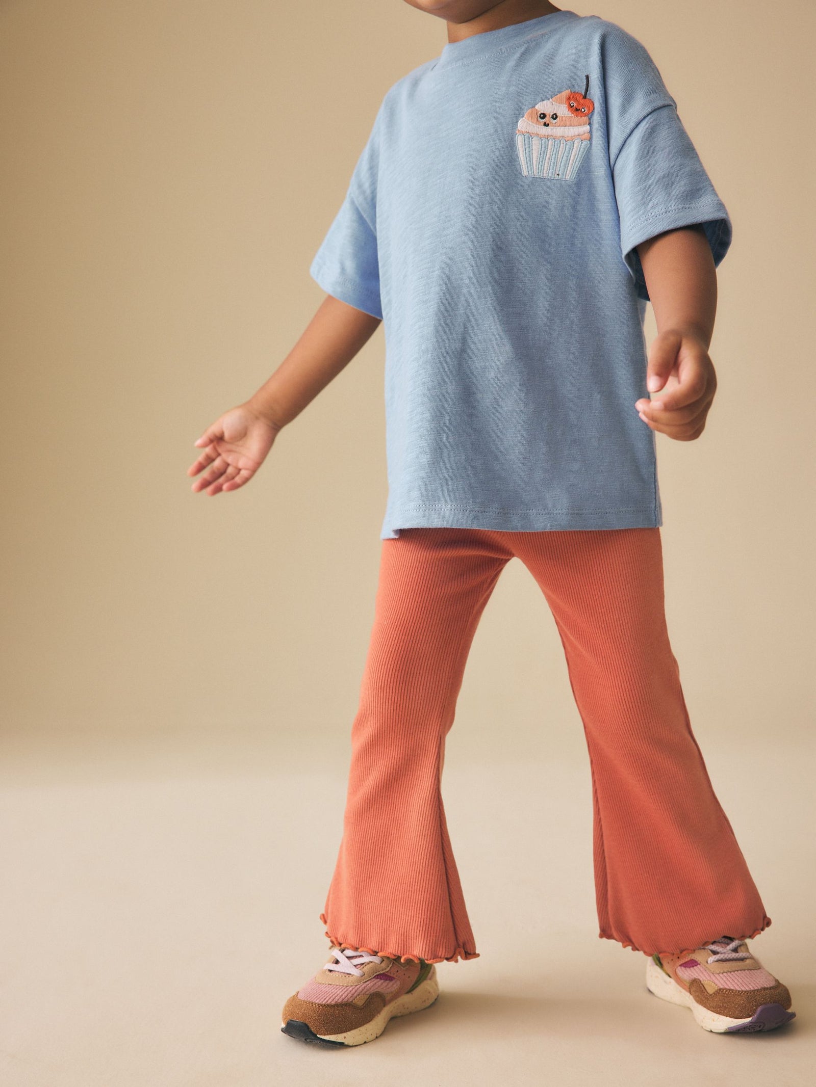 Orange Brown Rib Flare Leggings (3mths-7yrs)