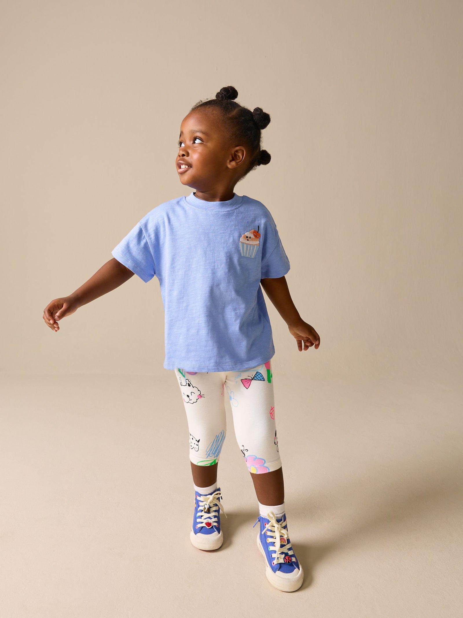 Ecru White Doodle Cropped Leggings (3mths-7yrs)