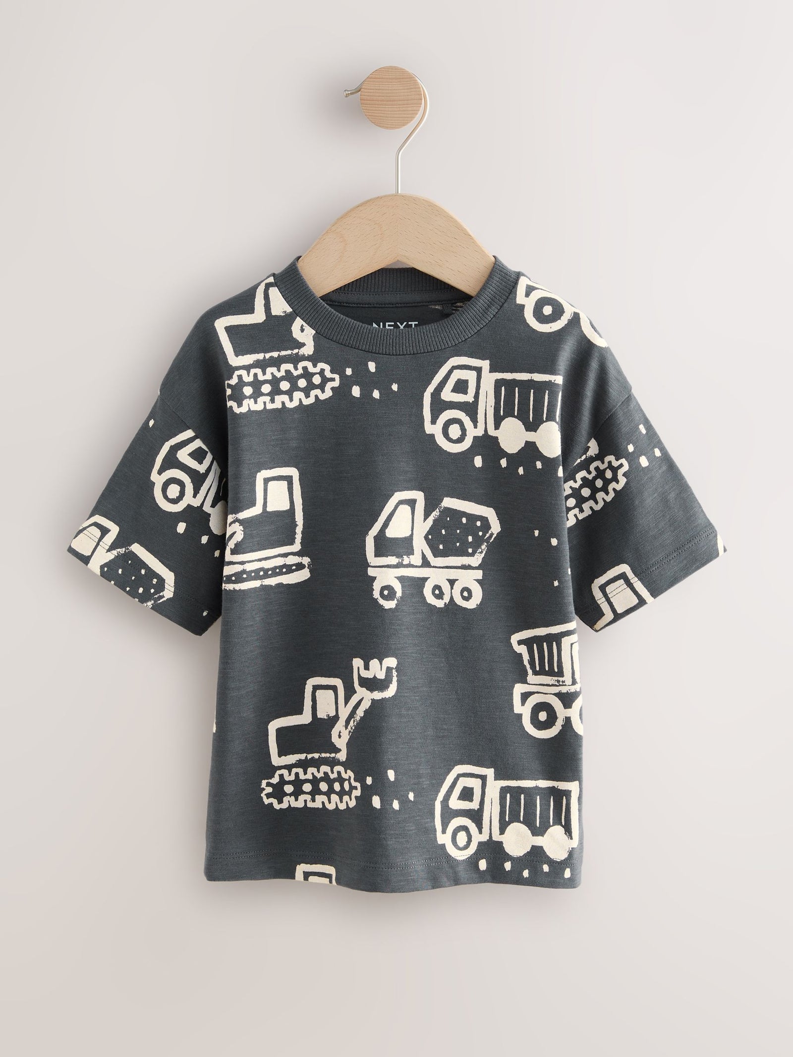 Black/White Digger Short Sleeve All-Over Print T-Shirt (3 Month-7 Years) (3mths-7yrs)
