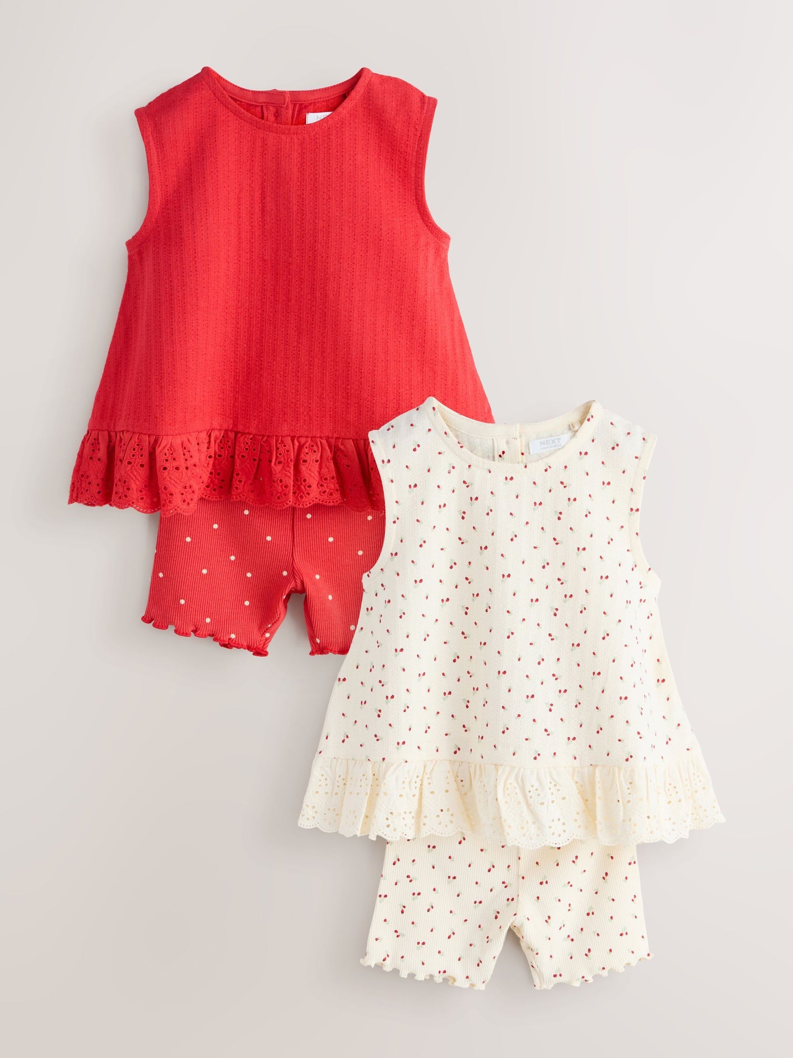 Red & White Vest and Shorts Set 2 Pack (3mths-7yrs)