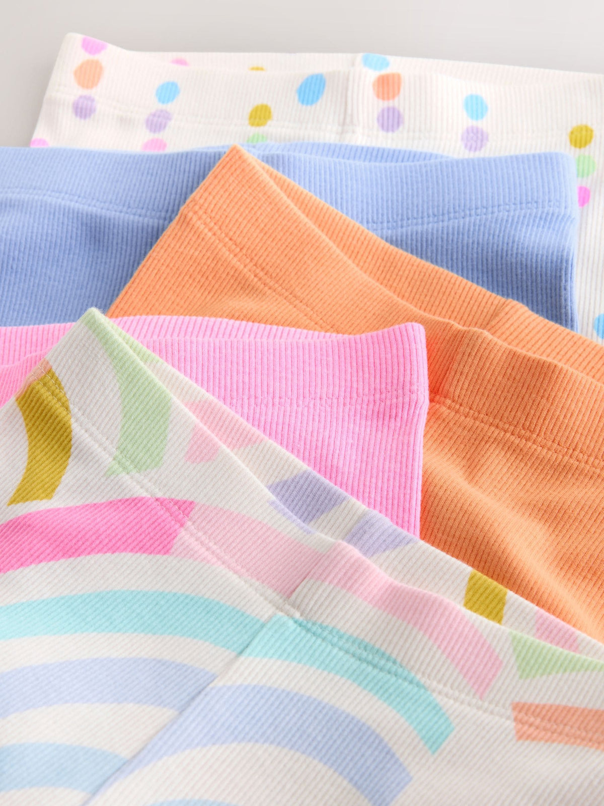 Pastel Rainbow Ribbed Leggings 5 Pack (3mths-7yrs)