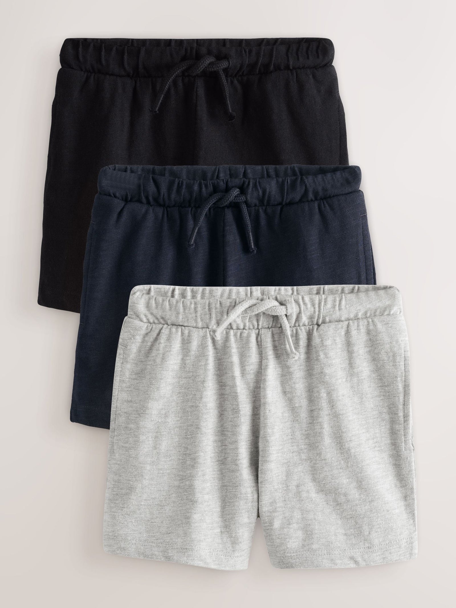 Black/Grey/Navy Blue Textured Shorts 3 Pack (3mths-7yrs)
