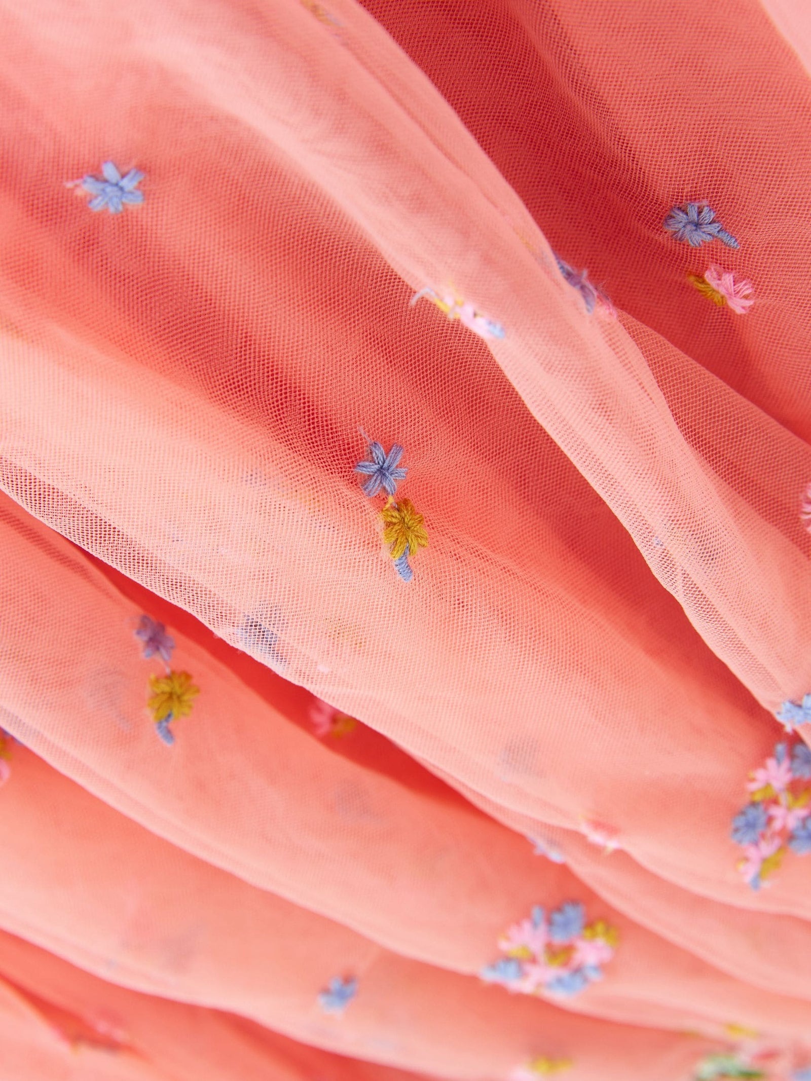 Peach Pink Embroidered Mesh Dress (3mths-8yrs)