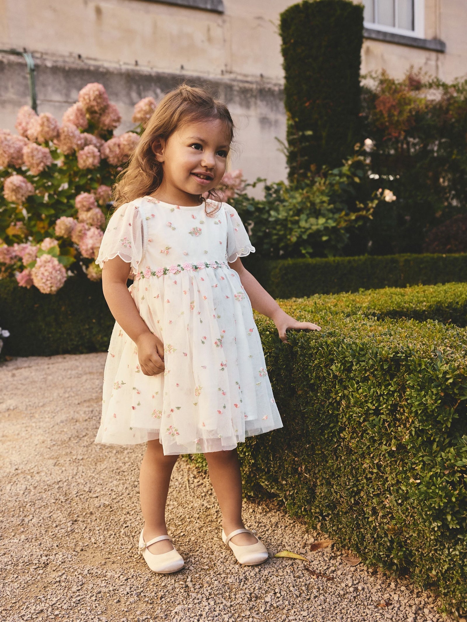 Ivory Embroidered Mesh Dress (3mths-8yrs)