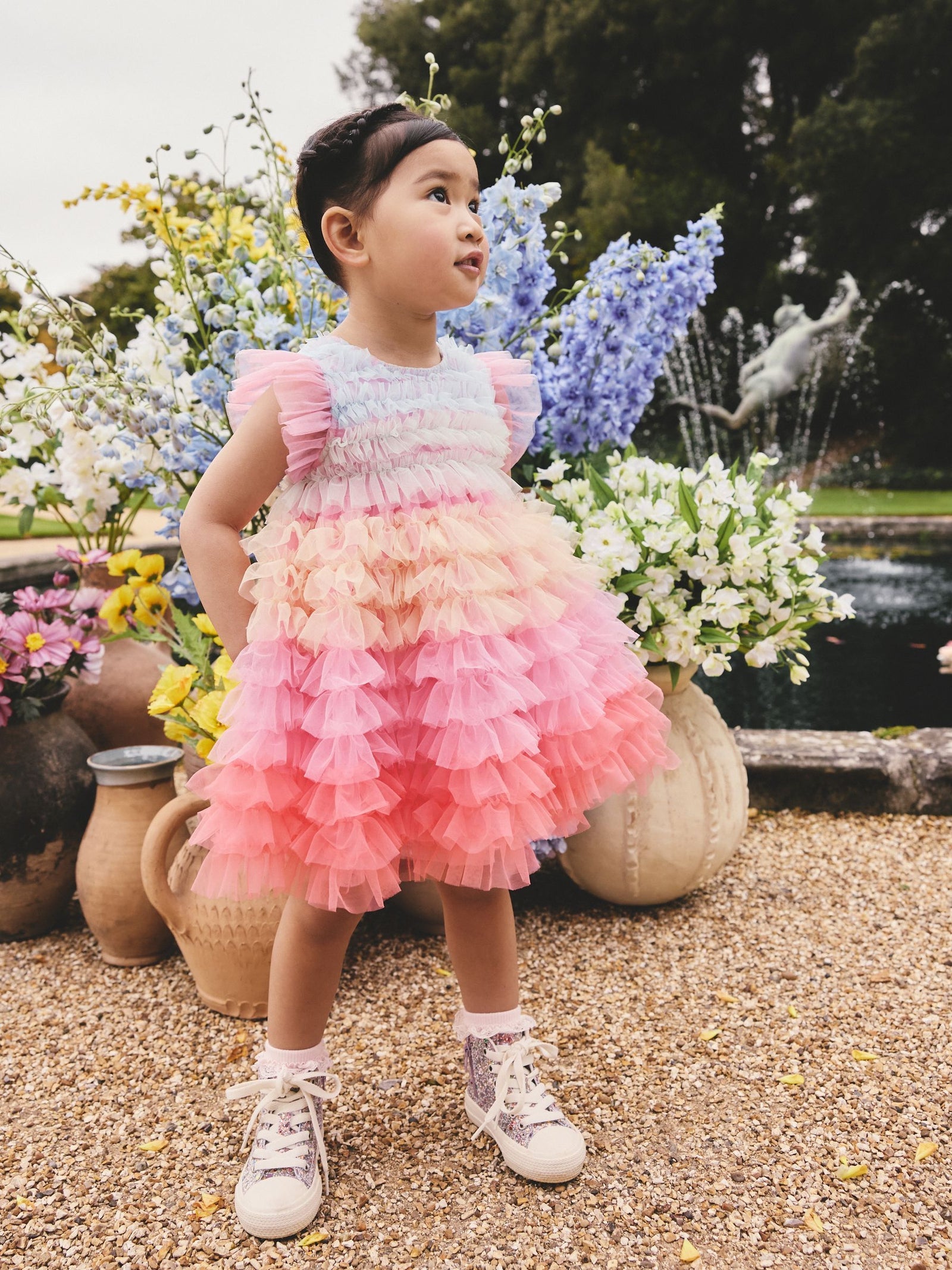 Rainbow Tiered Mesh Party Dress (3mths-8yrs)