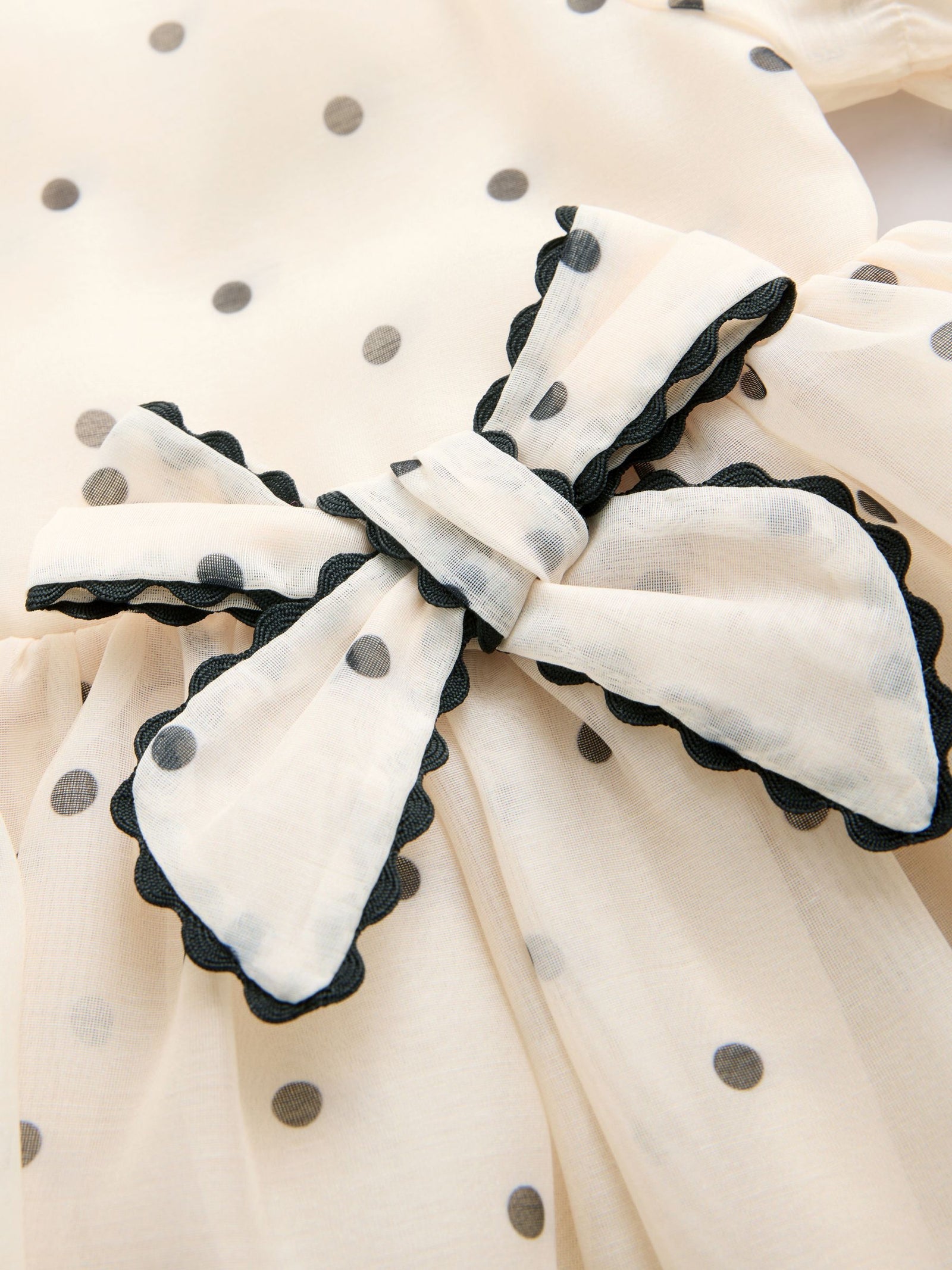 Ecru Spot Bow Dress (3mths-8yrs)