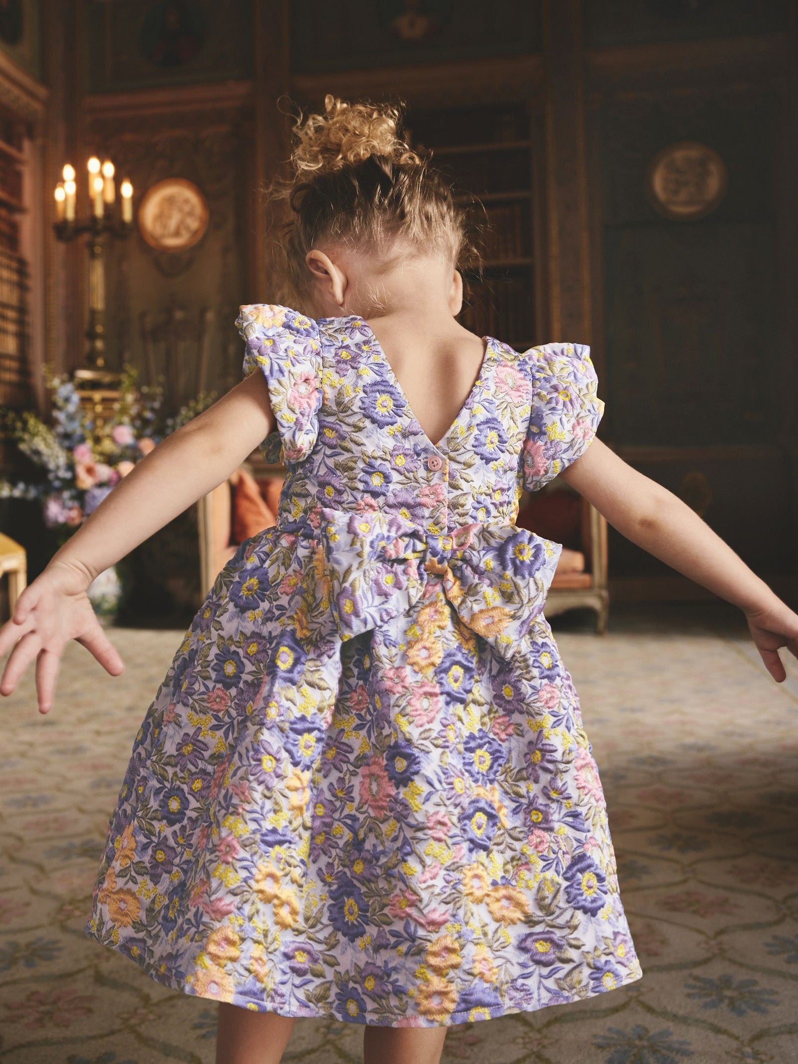 Purple Floral Jacquard Prom Dress (3mths-8yrs)