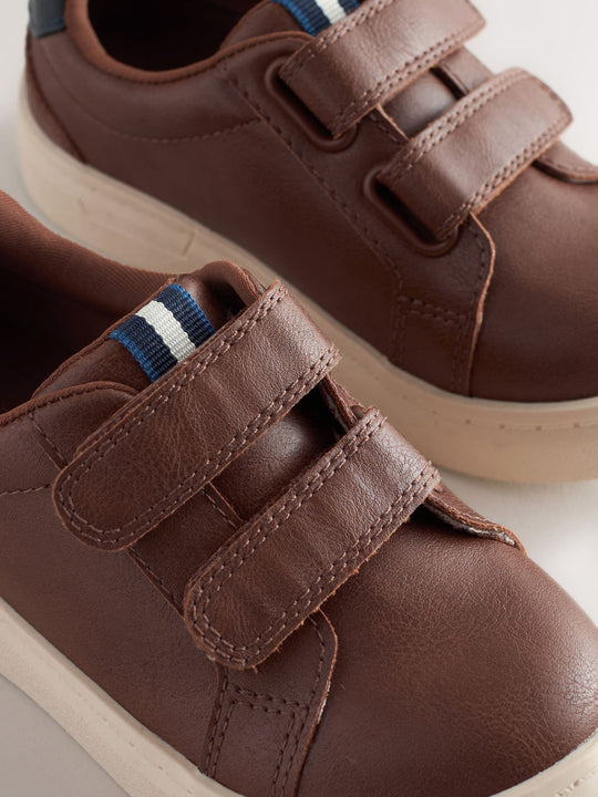 Tan Brown Touch Fastening Shoes