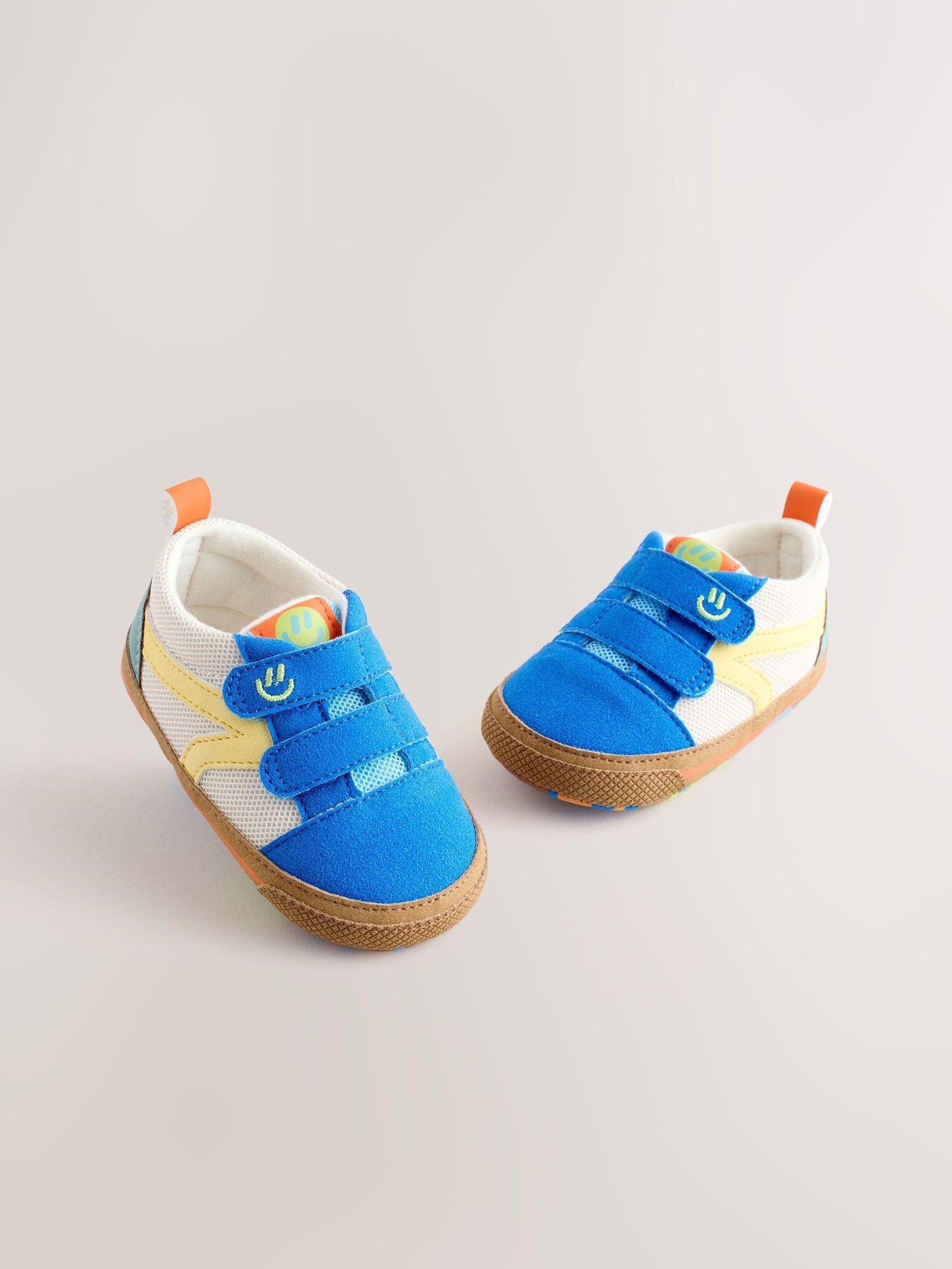 Blue Colourblock Touch Fastening Baby Trainers (0-2mths)