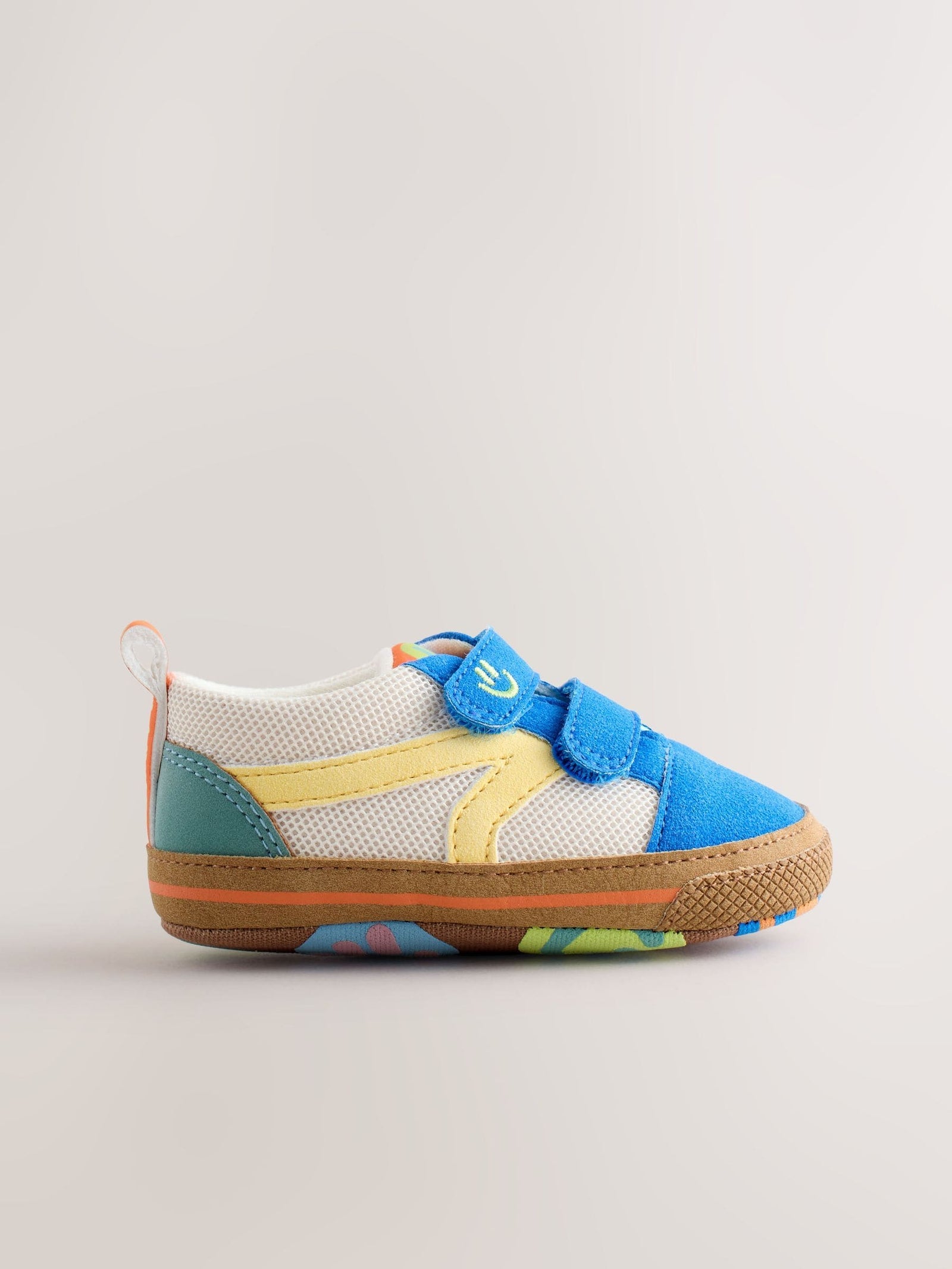 Blue Colourblock Touch Fastening Baby Trainers (0-2mths)