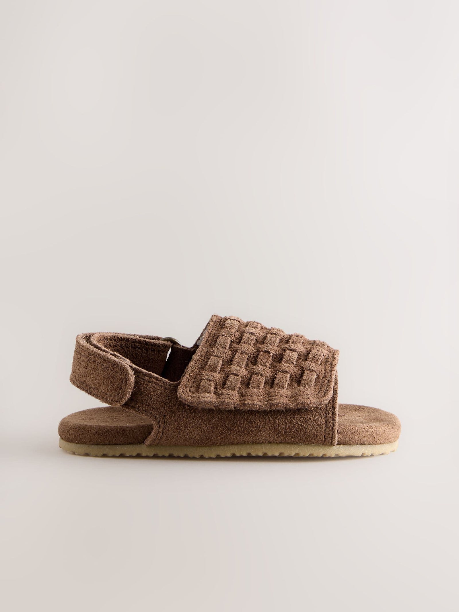 Tan Brown Woven Suede Touch Fastening Baby Sandals (0-2mths)
