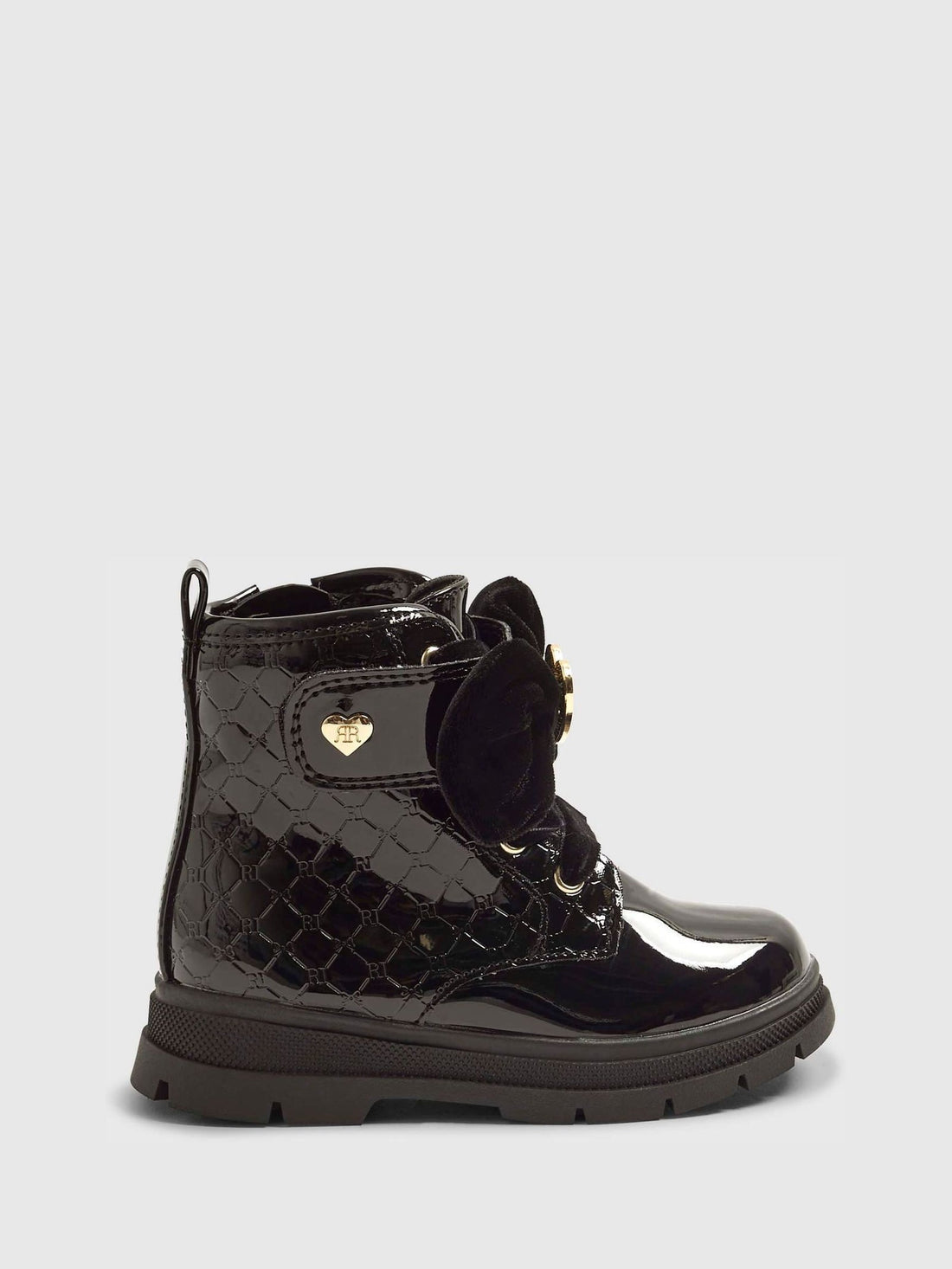 River Island Black Patent Monogram Boots