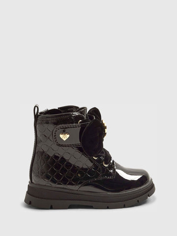 River Island Black Patent Monogram Boots