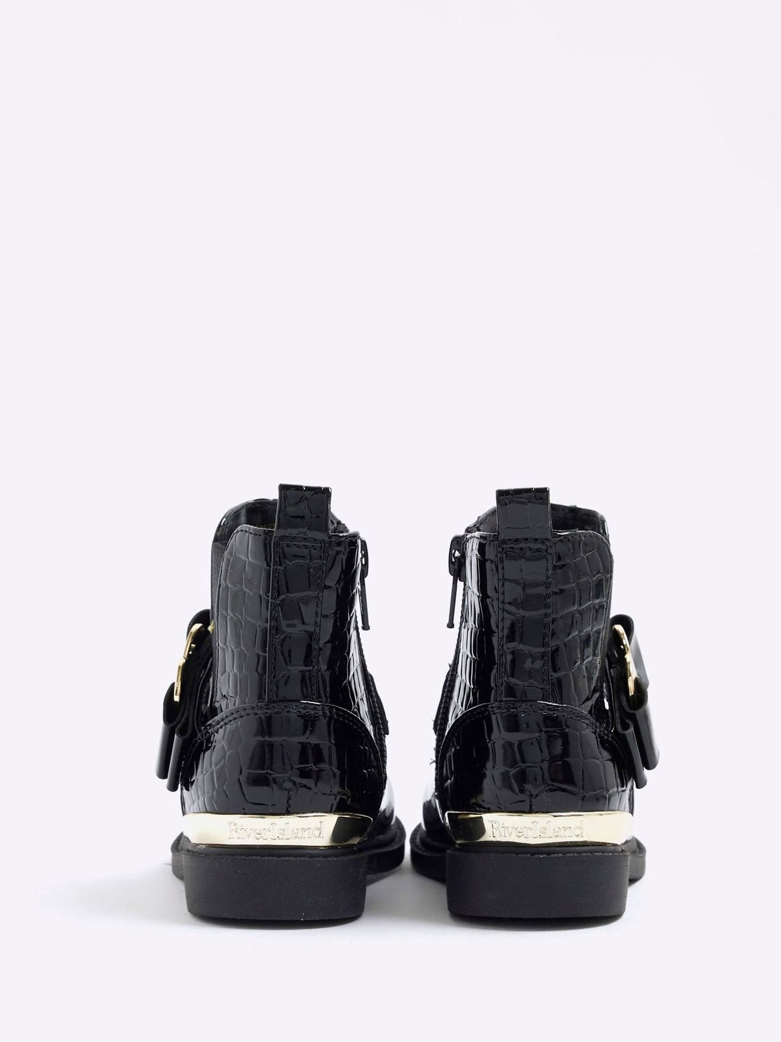 River Island Black Patent Heart Bow Chelsea Boots