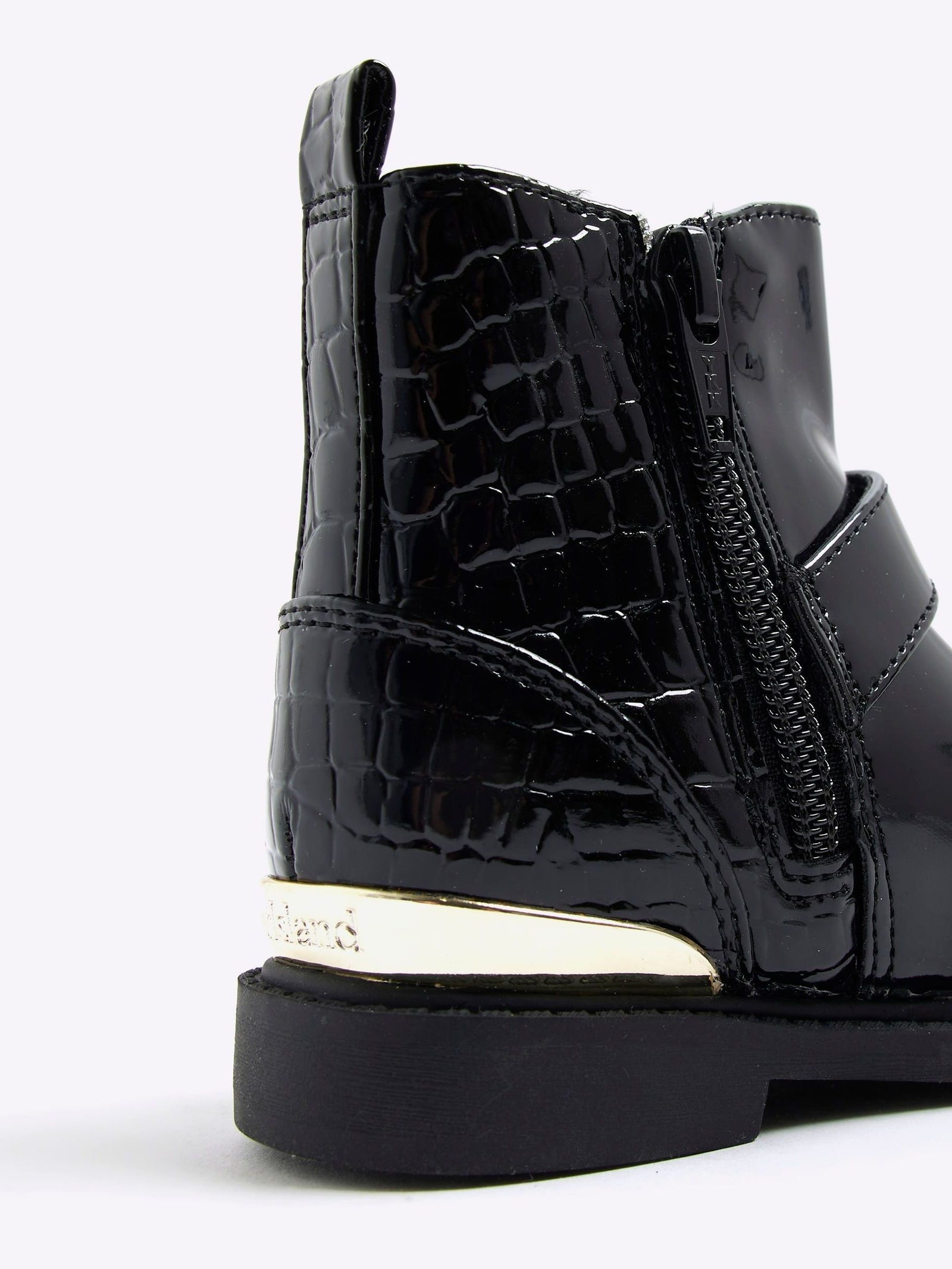 River Island Black Patent Heart Bow Chelsea Boots