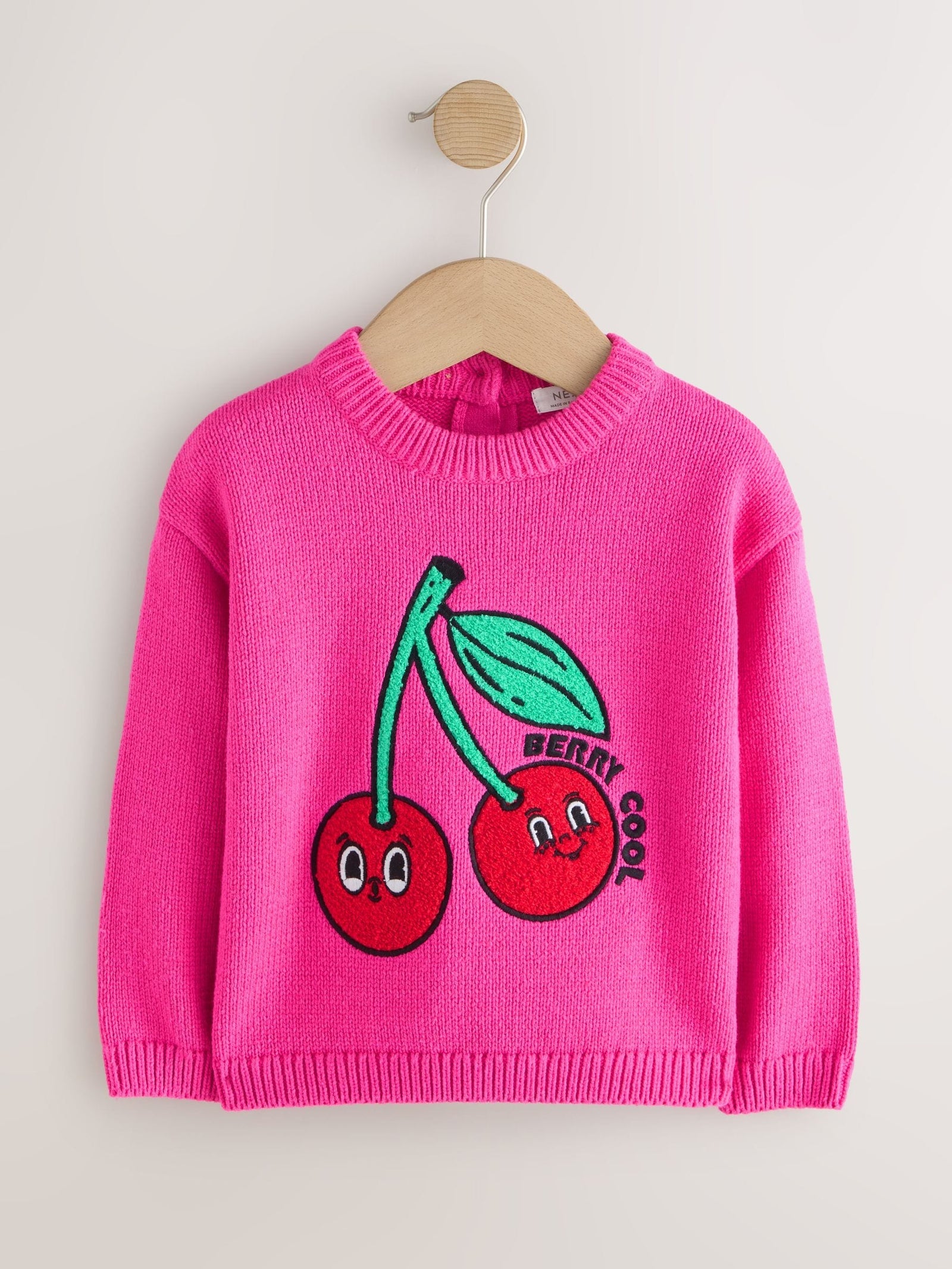 Pink Cherry Embroidered Knitted Jumper (3mths-7yrs)