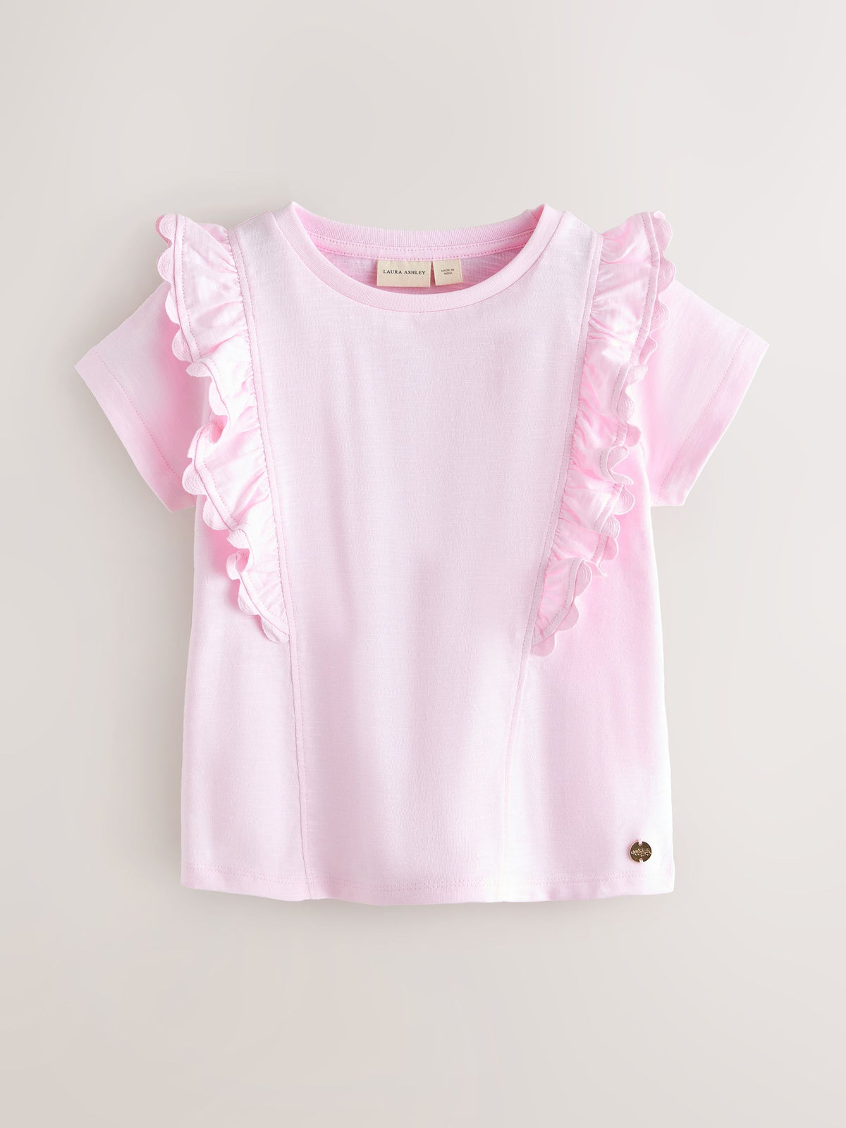 Laura Ashley Pink/Blue Ric Rac Trim Short Sleeve Cotton T-Shirts 3 Pack
