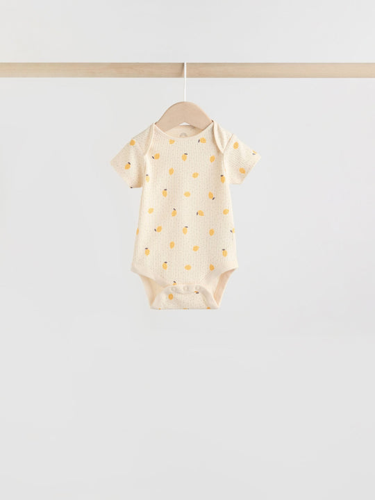 Yellow Lemons 5 Pack Short Sleeve Baby Bodysuits