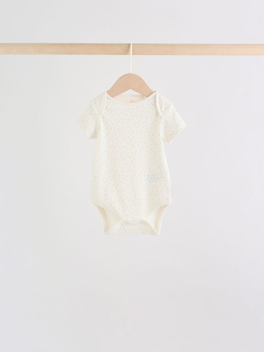 Fluro Pink Baby Short Sleeve Bodysuits 5 Pack