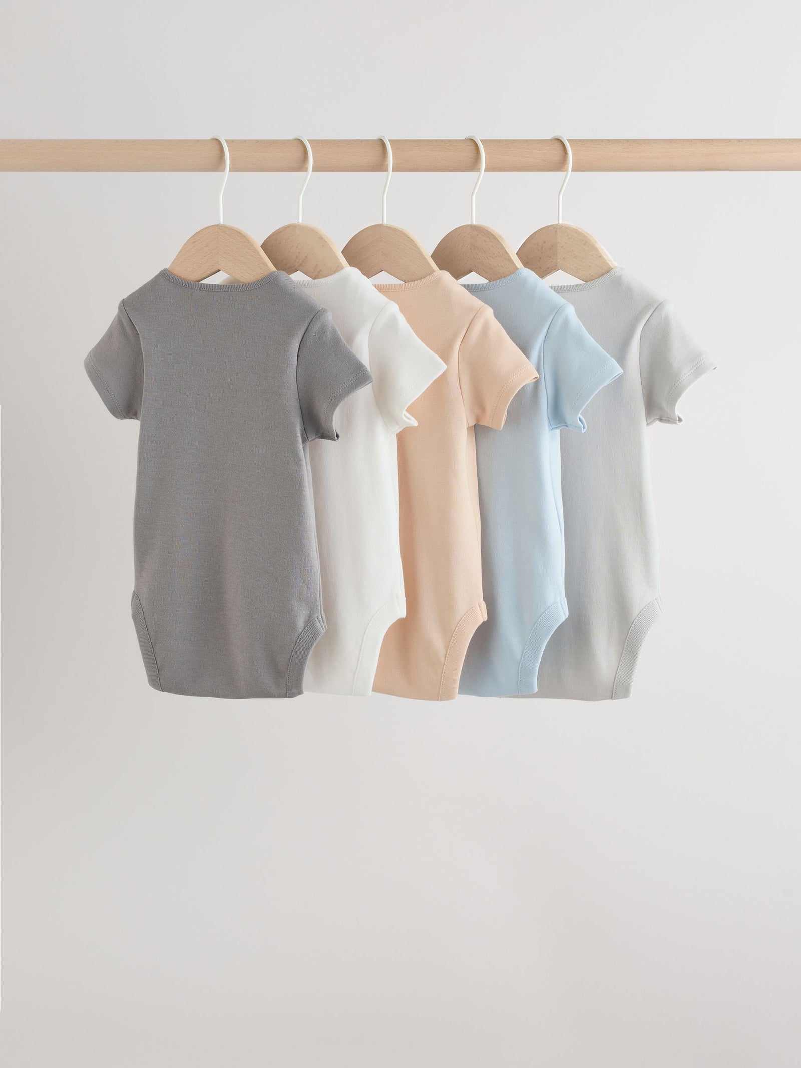 Blue 5 Pack Short Sleeve Baby Bodysuits