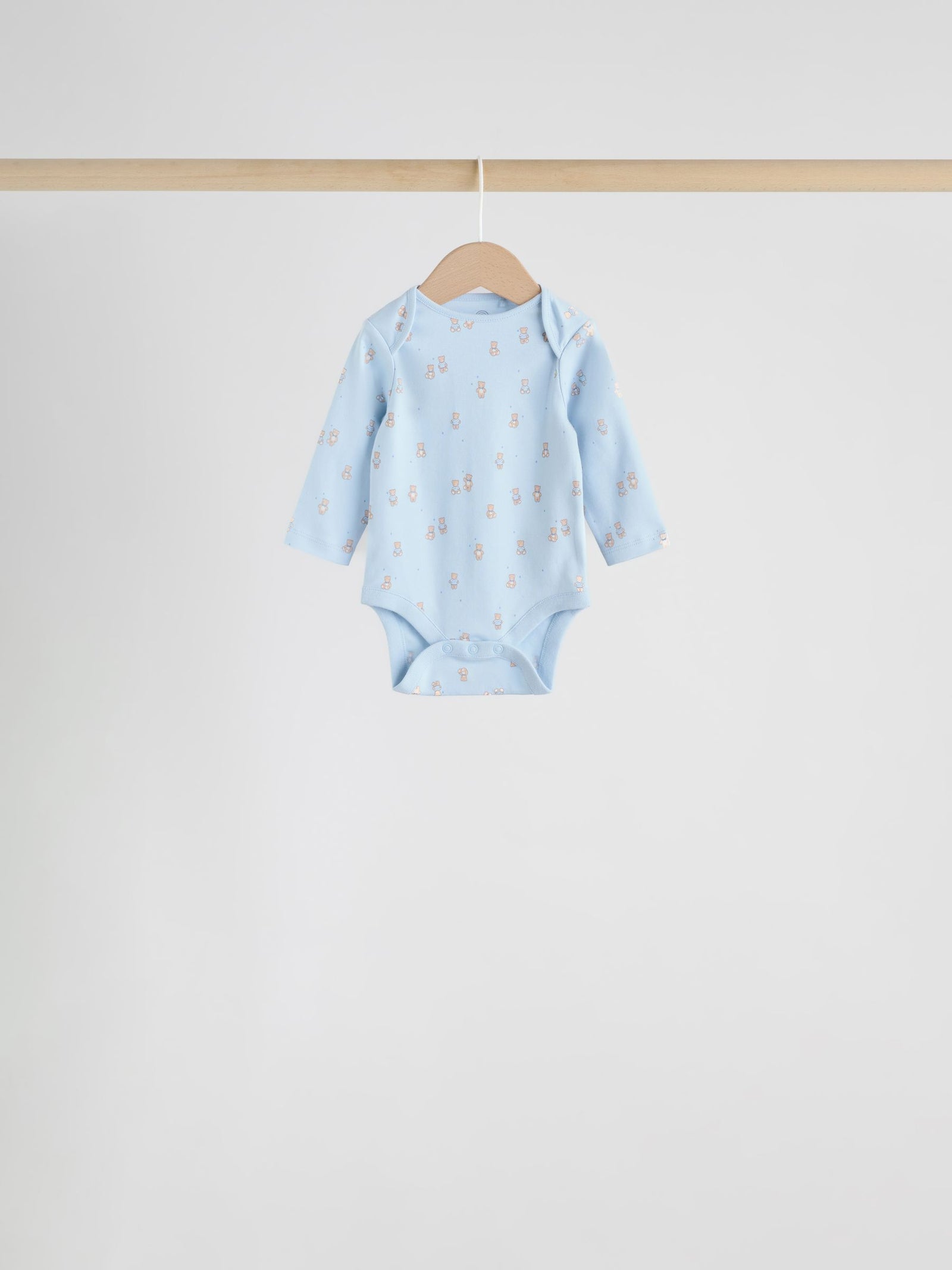 Blue 7 Pack Long Sleeved Baby Bear Bodysuit