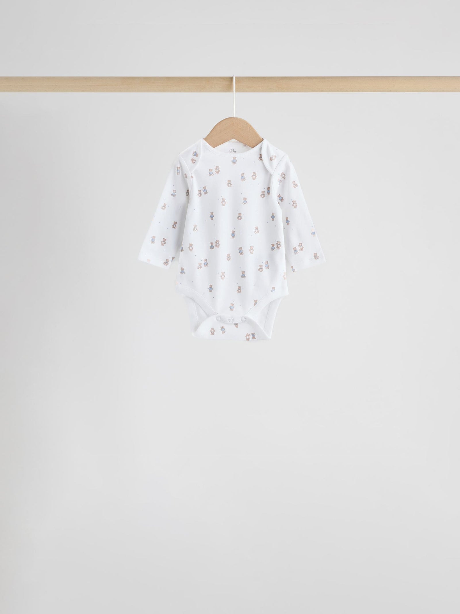 Blue 7 Pack Long Sleeved Baby Bear Bodysuit