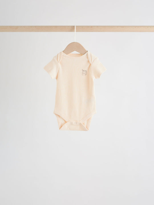 Neutral Short Sleeve Baby Bodysuits 5 Pack