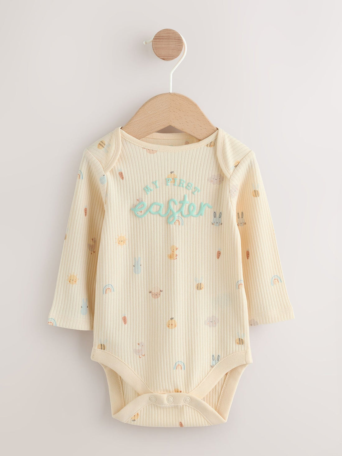 Ecru My First Easter Long Sleeve Baby Bodysuit