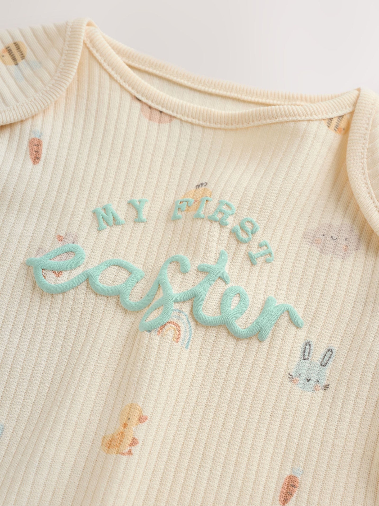 Ecru My First Easter Long Sleeve Baby Bodysuit