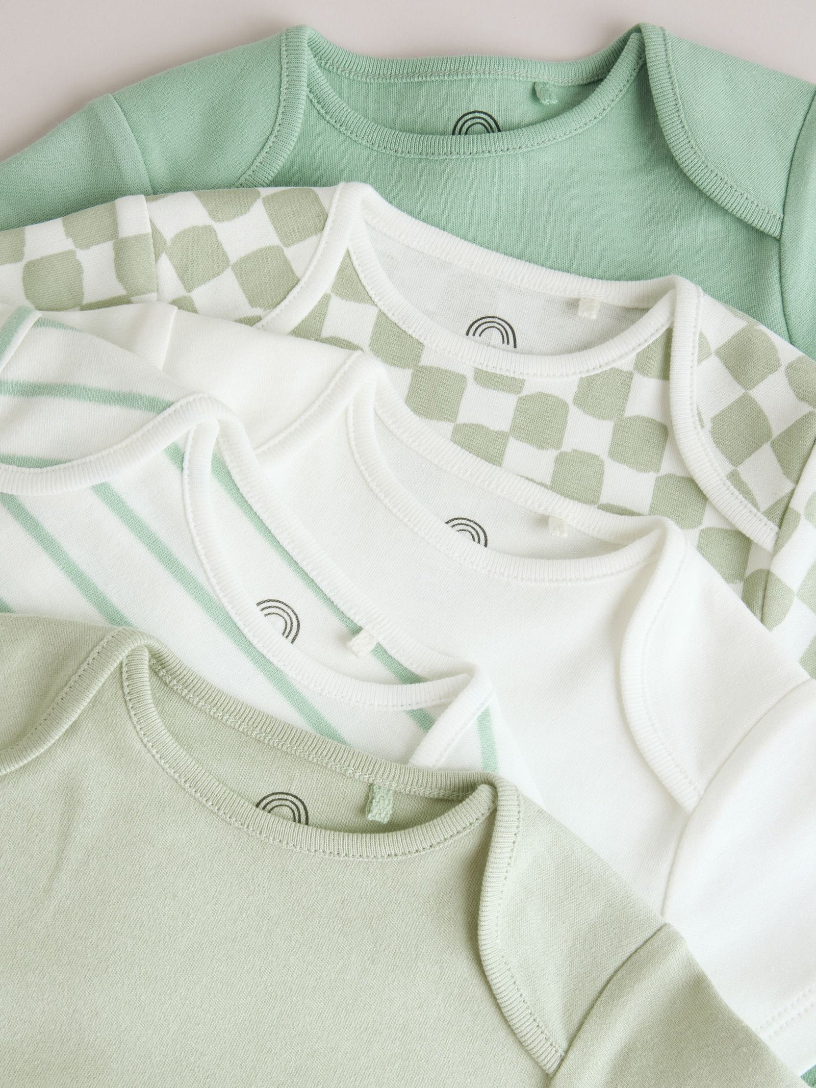 Green Short Sleeve Baby Bodysuits 5 Pack