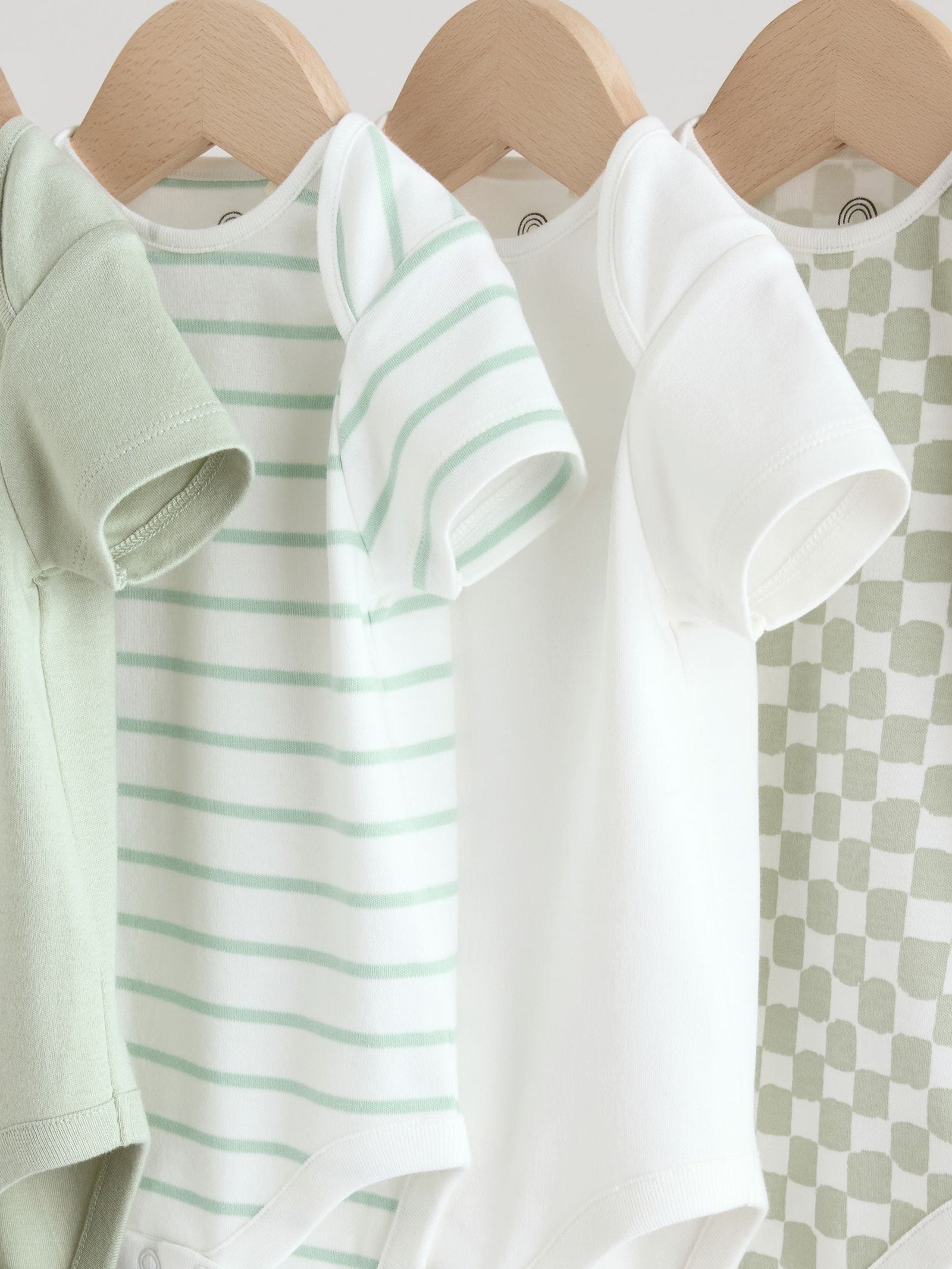 Green Short Sleeve Baby Bodysuits 5 Pack
