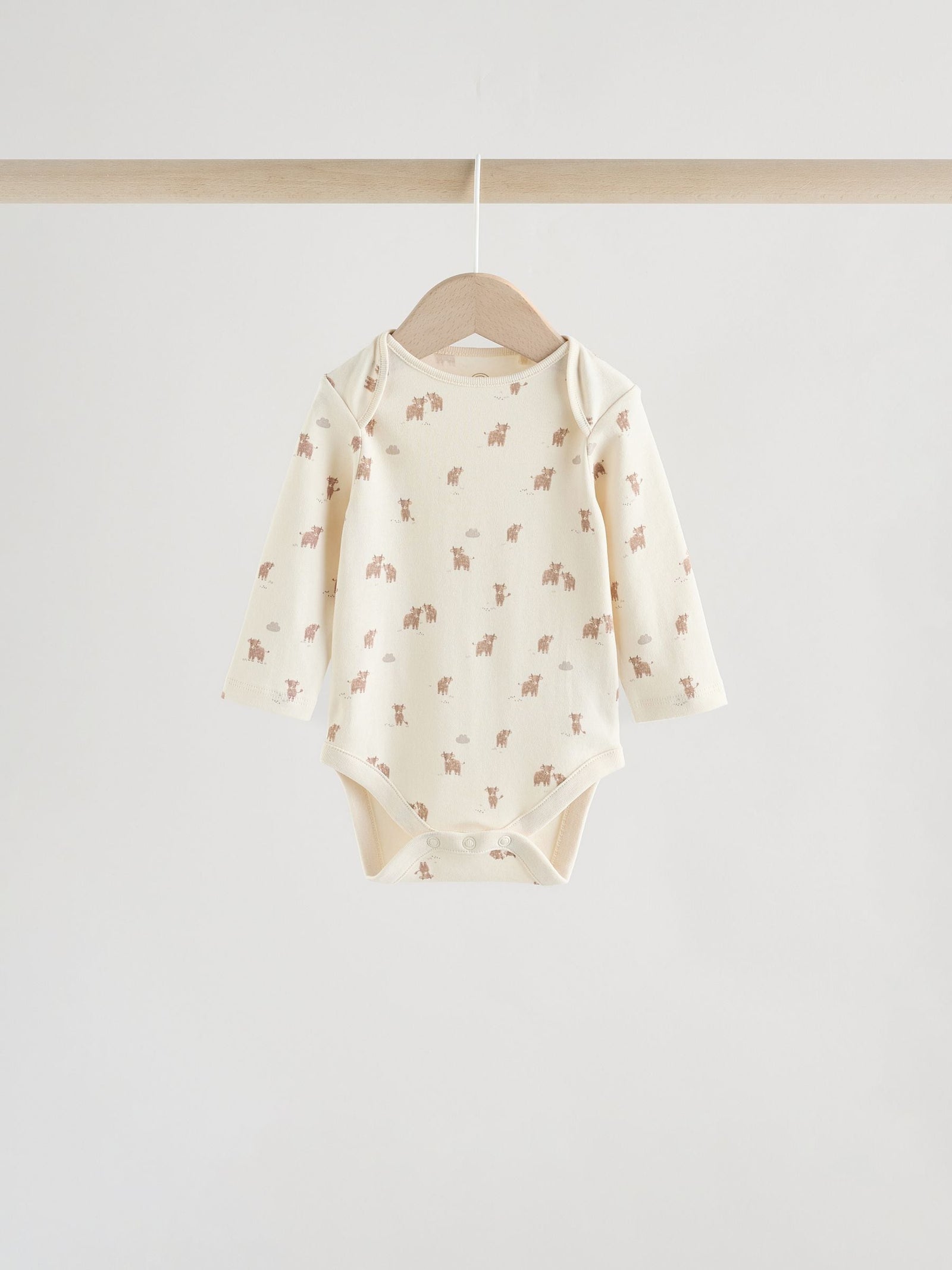 Neutral Hamish Long Sleeve Baby Bodysuits 3 Pack
