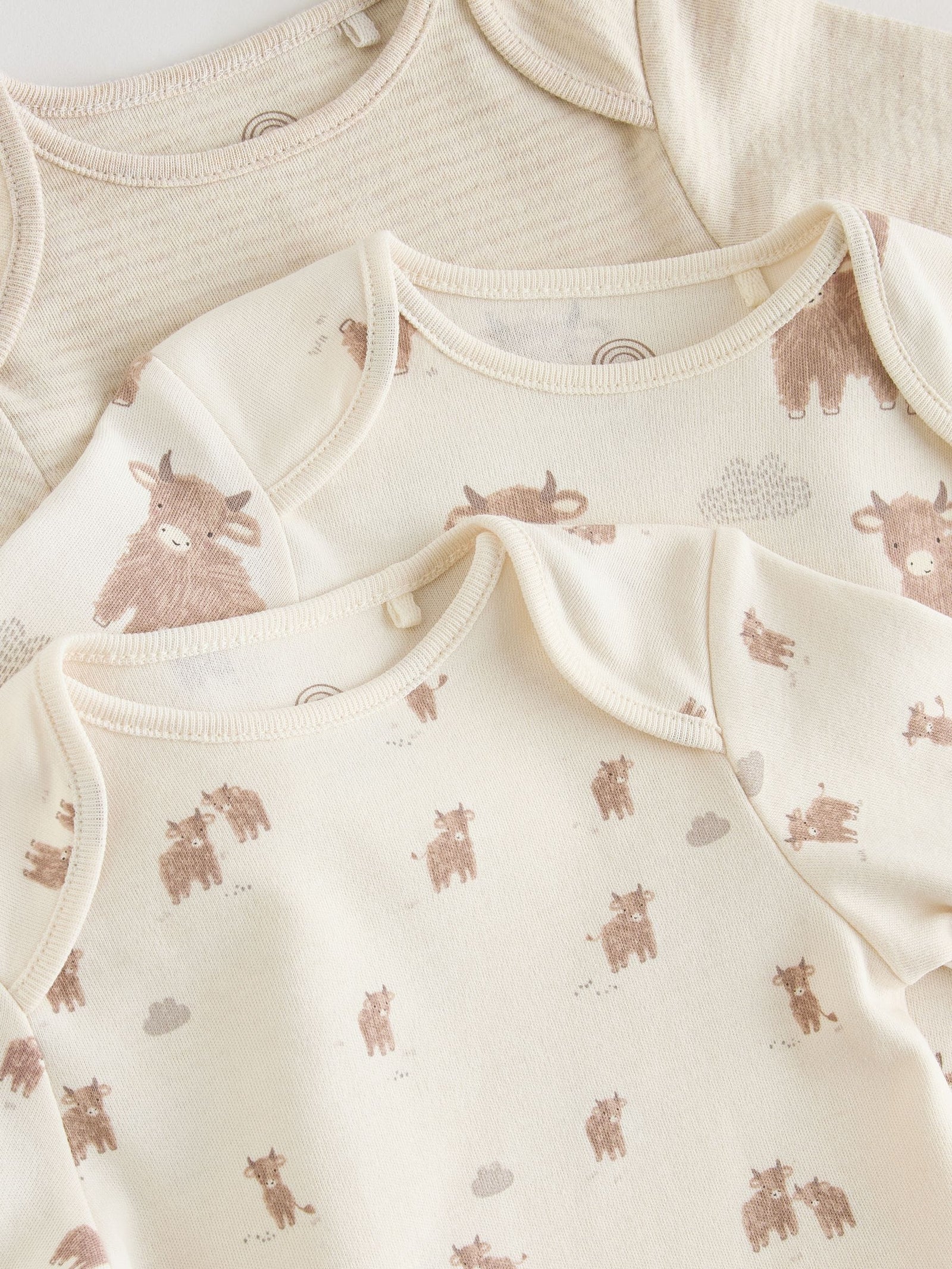 Neutral Hamish Long Sleeve Baby Bodysuits 3 Pack