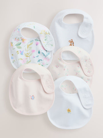 Pink/White Baby Bibs 5 Pack