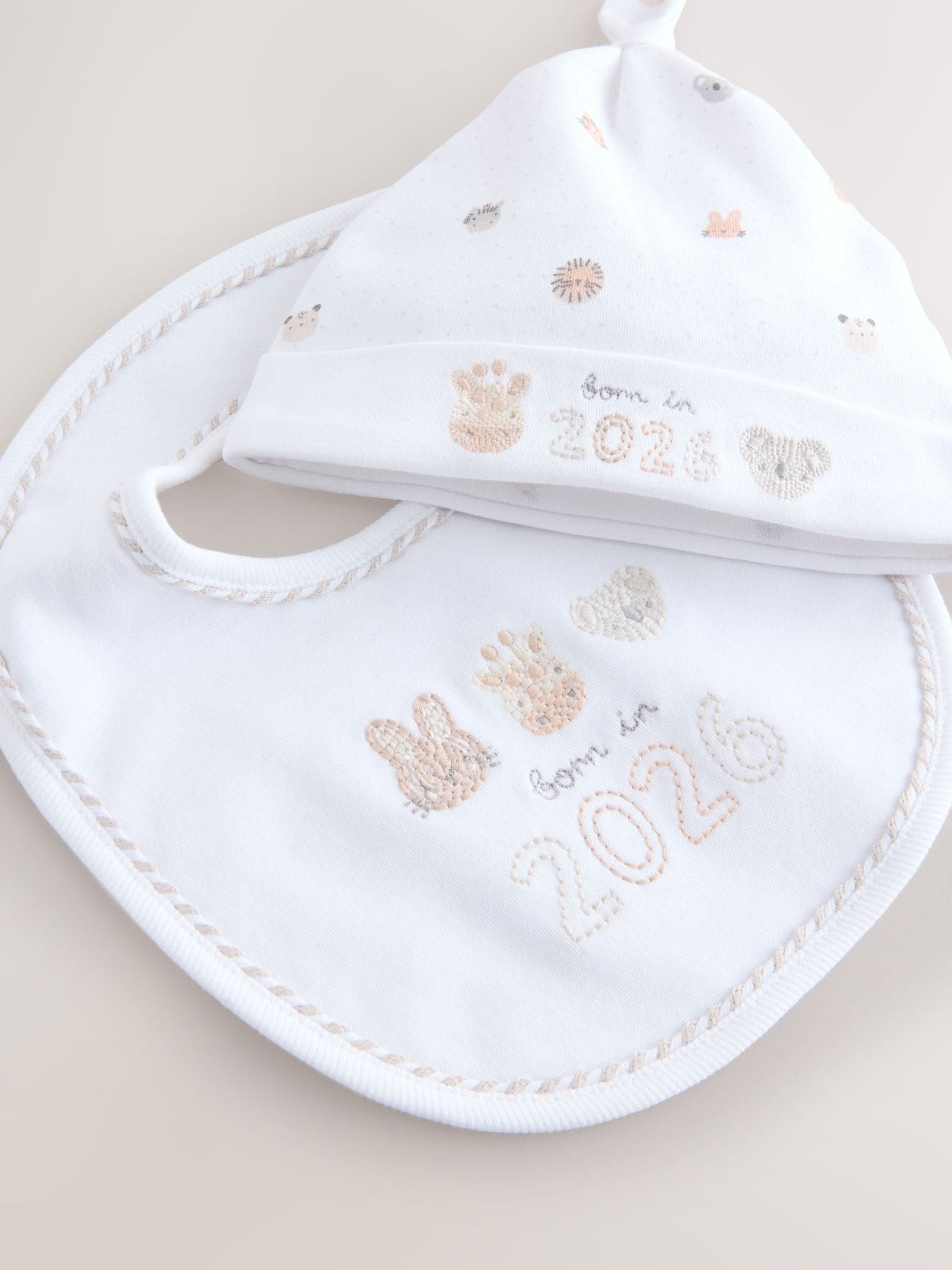 White Baby Sleepsuit and Hat Set (0-12mths)