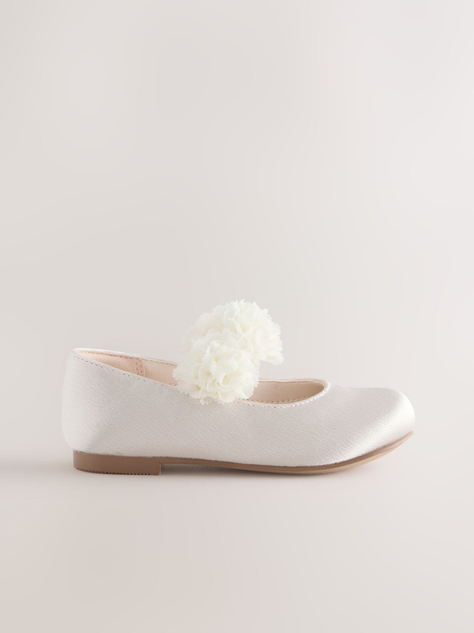 Ivory Wide Fit (G) Satin Flower Girl Occasion Mary Jane Shoes