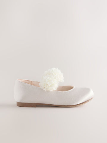Ivory Wide Fit (G) Satin Flower Girl Occasion Mary Jane Shoes