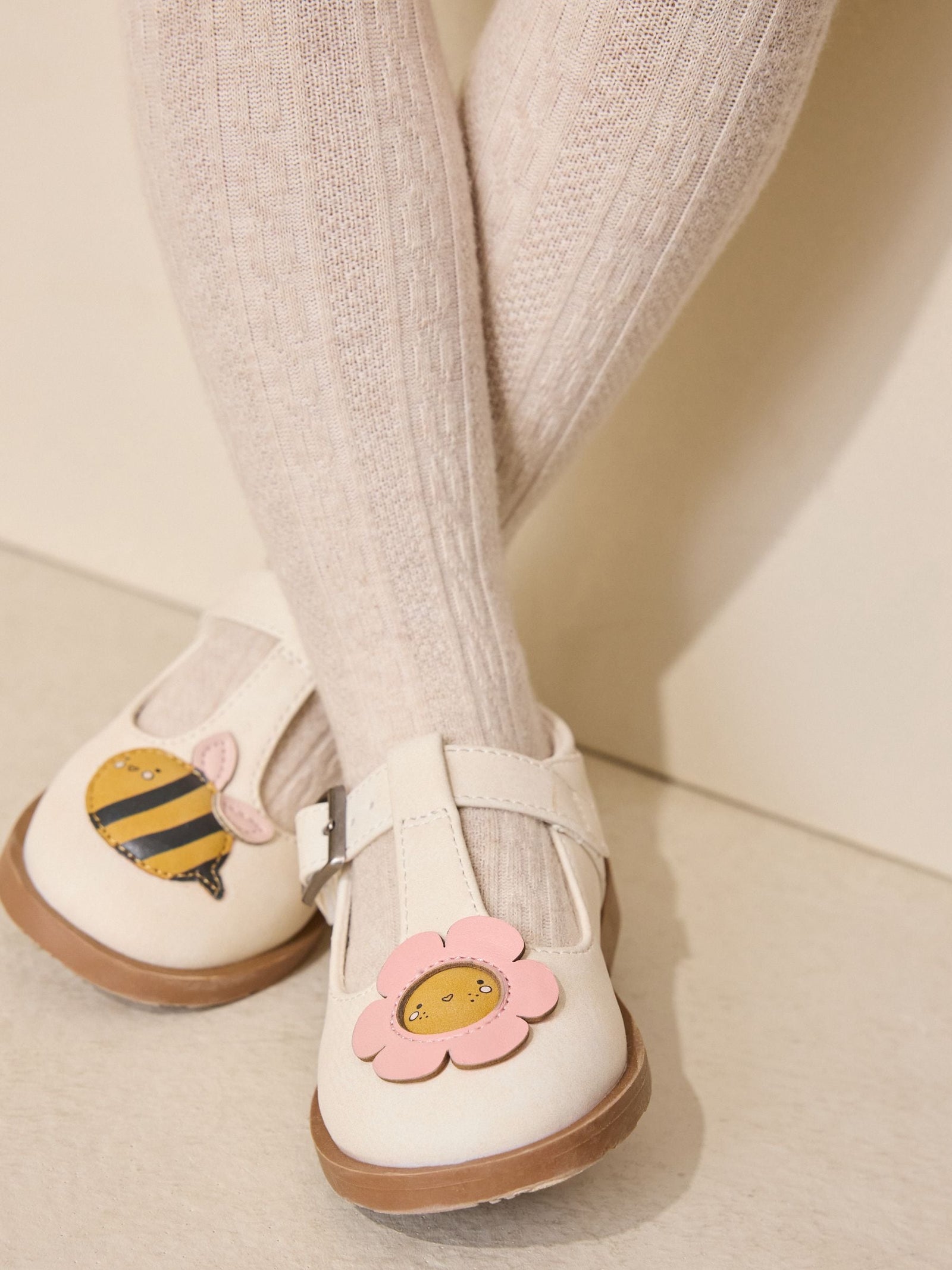 Cream Character T-Bar Shoes