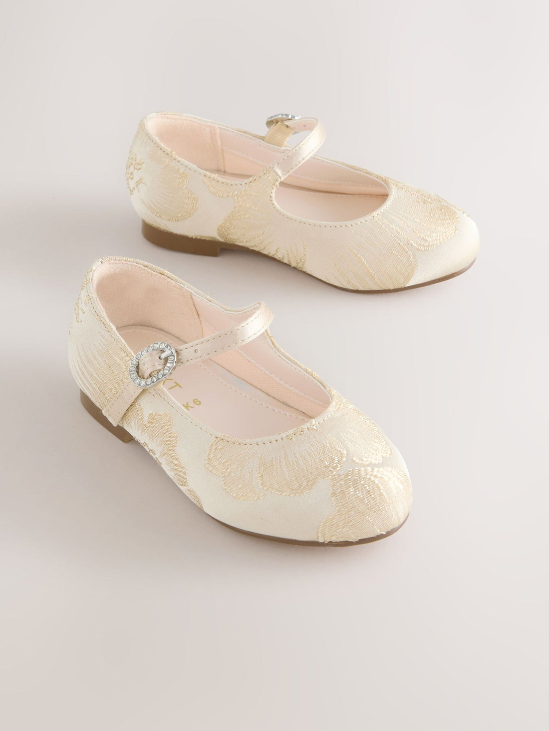 Gold Jaquard Flower Girl Occasion Mary Jane Shoes