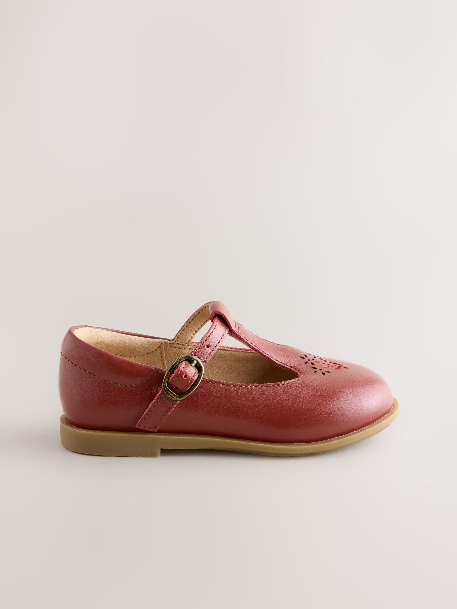 Tan Brown Leather T-Bar Shoes