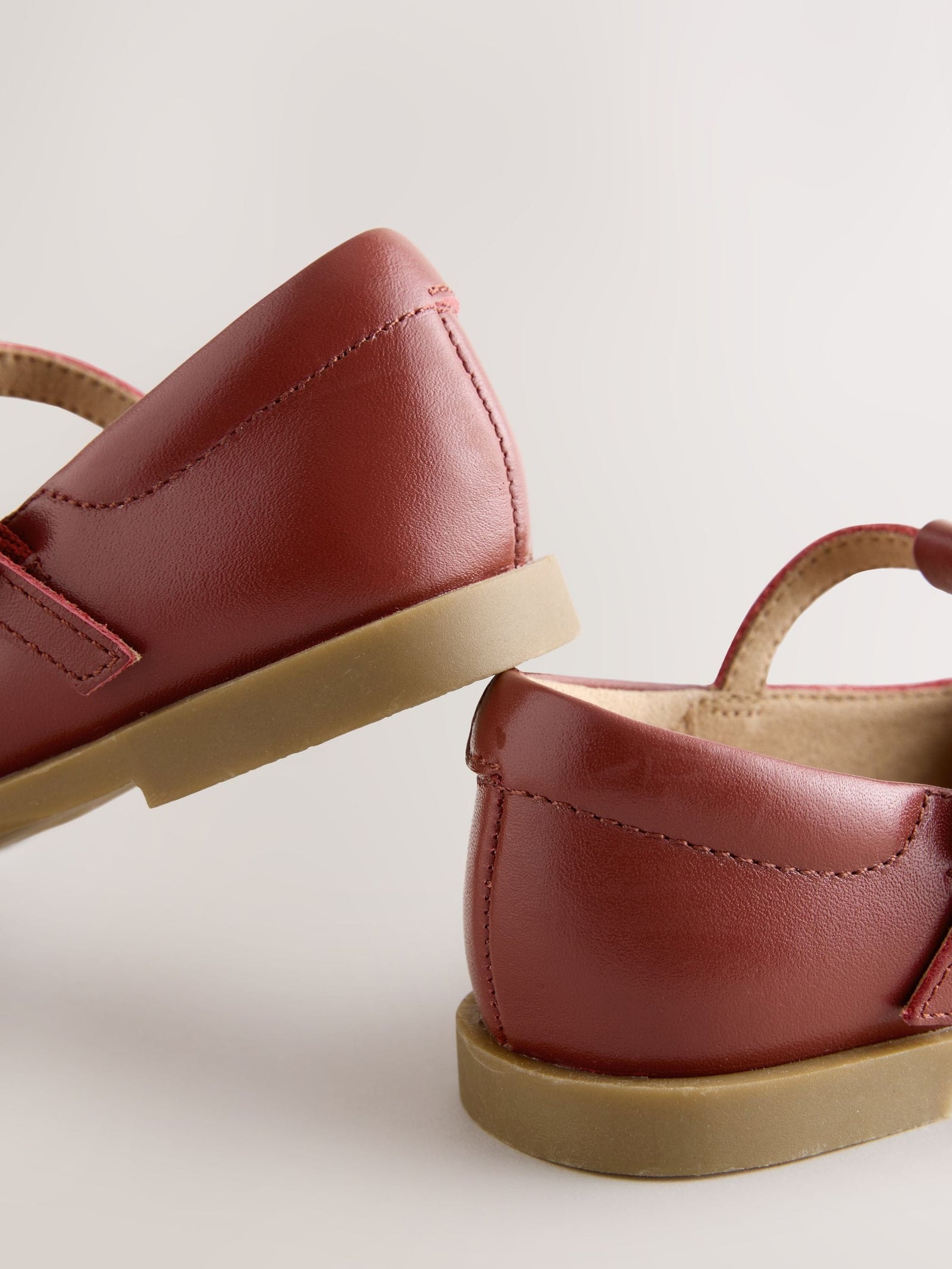 Tan Brown Leather T-Bar Shoes