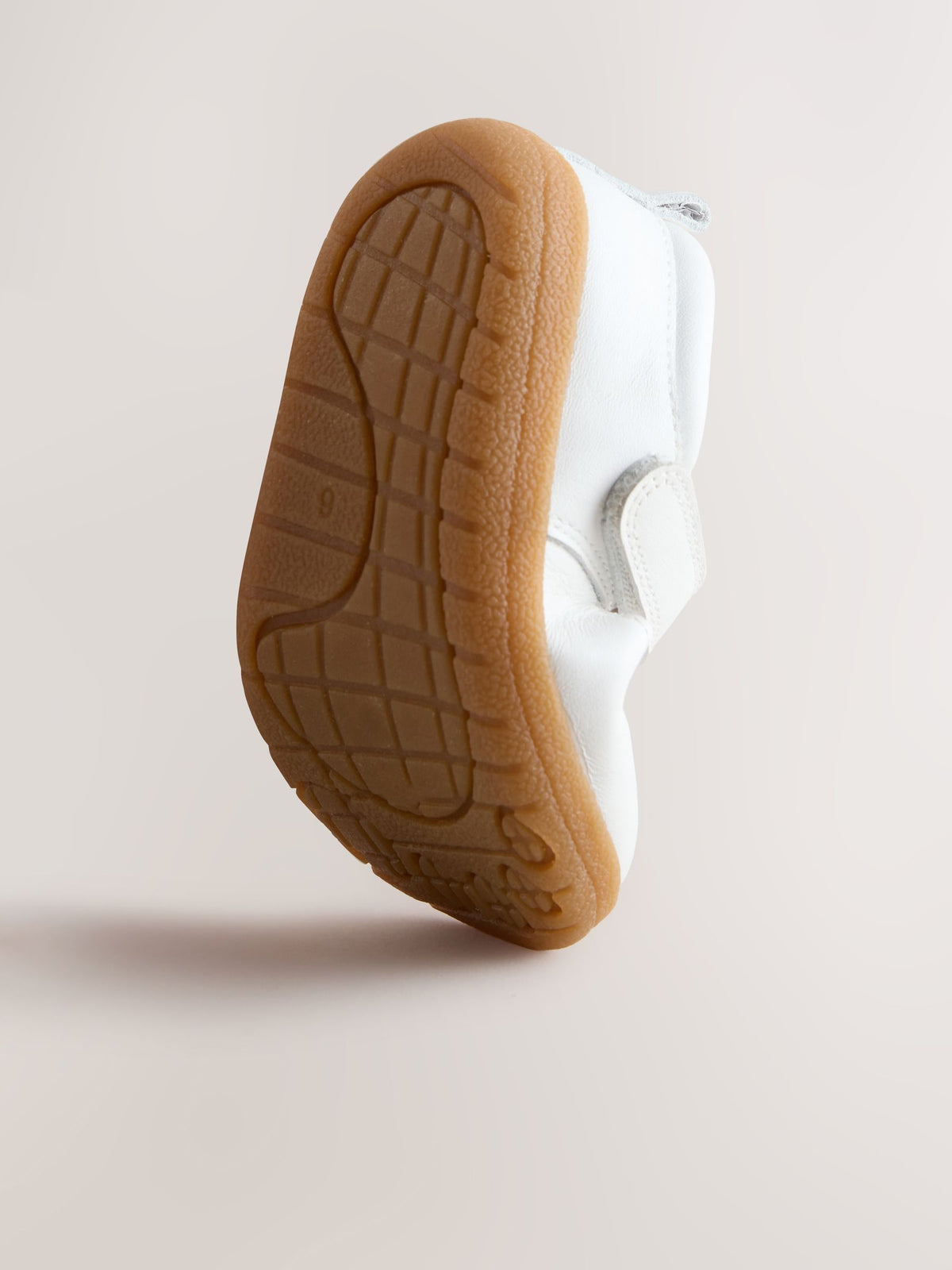 White Barefoot Leather Touch Fastening T-Bar Shoes