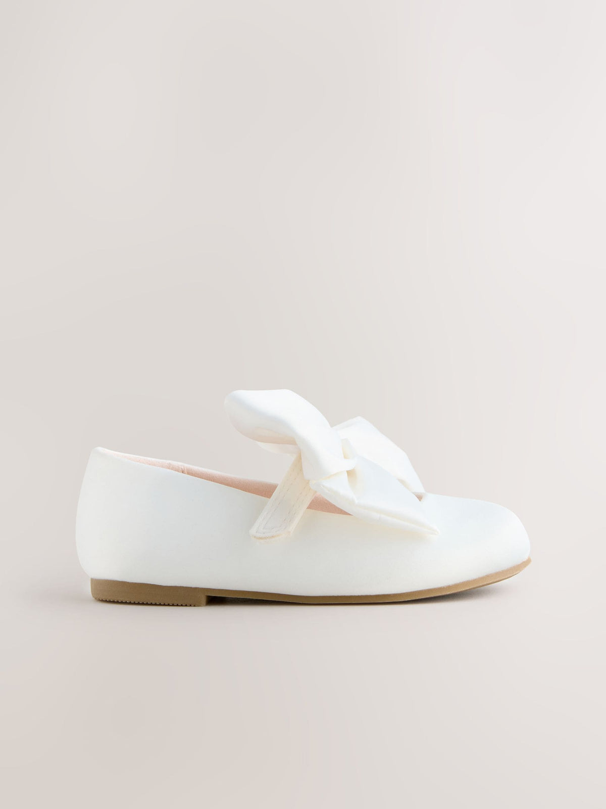 White Wide Fit (G) Bow Satin Flower Occasion Mary Jane Shoes