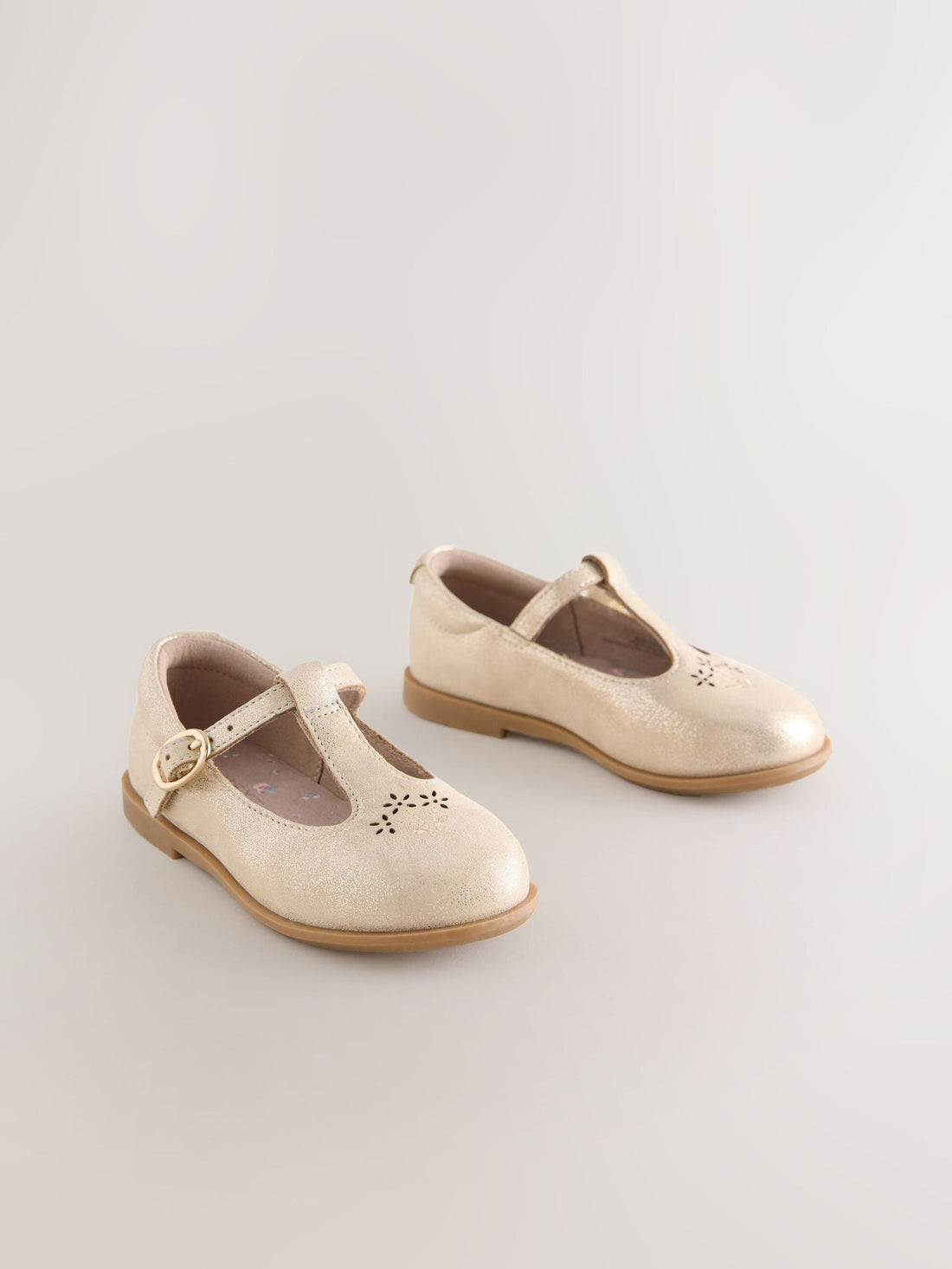 Gold Leather T-Bar Shoes