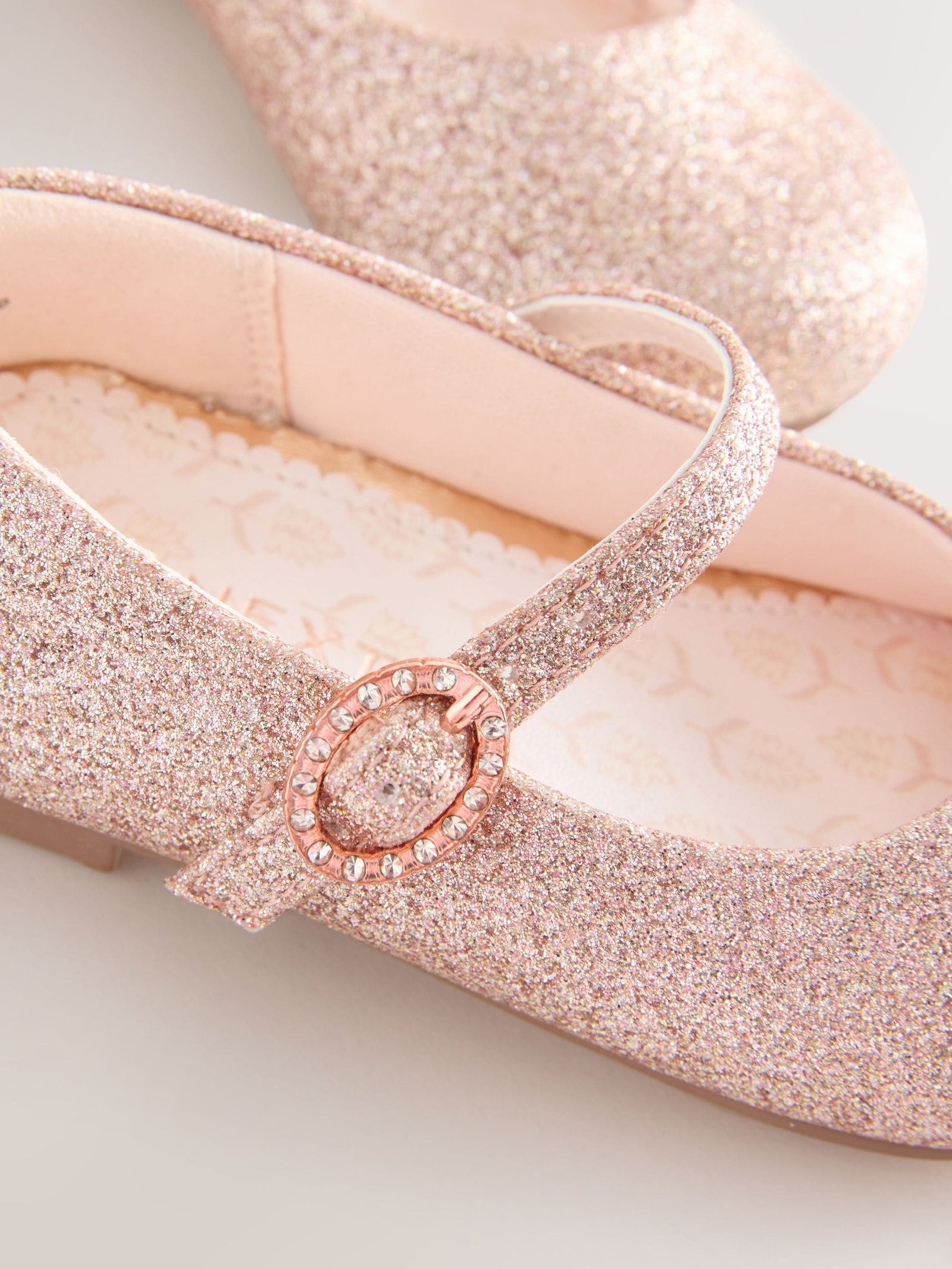 Pink Glitter Wide Fit (G) Flower Girl Occasion Mary Jane Shoes