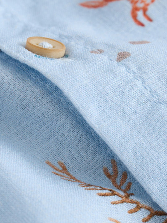 Light Blue Sea All Over Print Short Sleeve Shirt (3mths-7yrs)