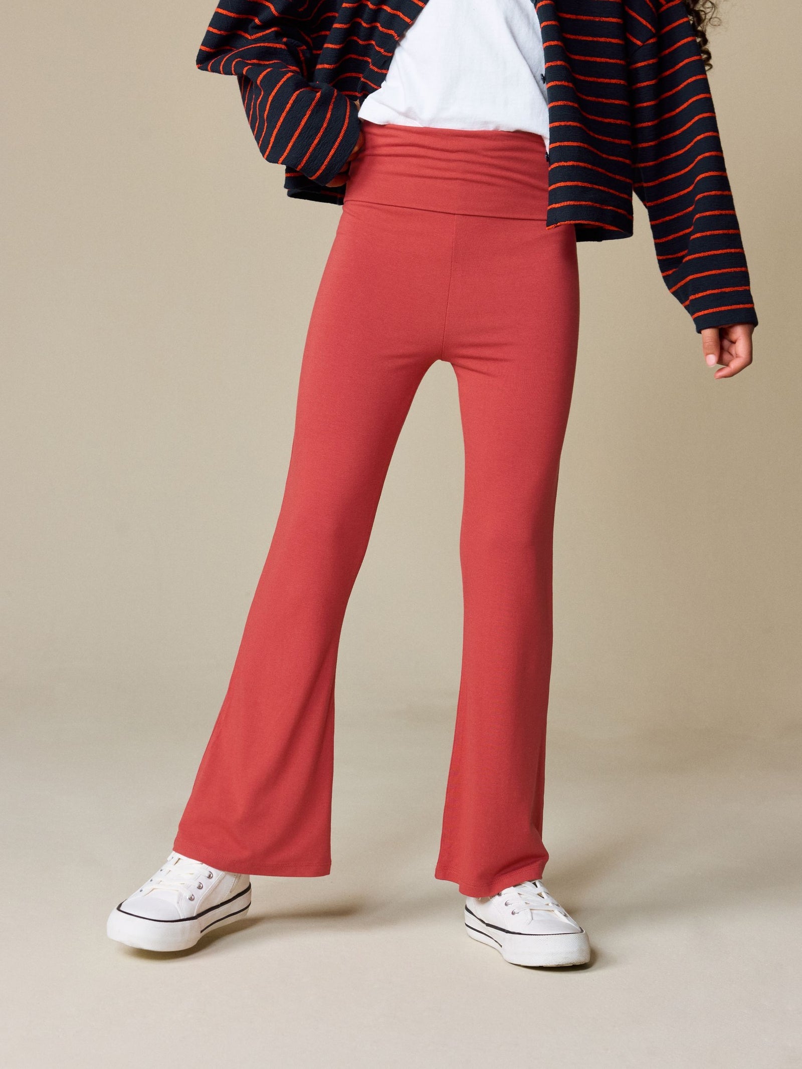 Rust Red Fold Over Flare Leggings (3-16yrs)