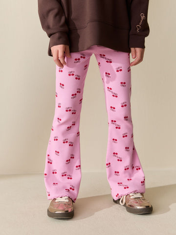 Pink/Red Cherry 1 Pack Rib Flare Leggings (3-16yrs)