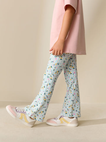 Blue/Yellow Floral Flare Leggings (3-16yrs)